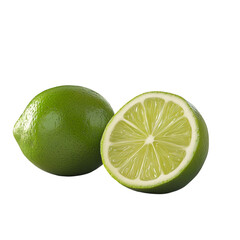 Fresh, vibrant limes showcasing their vivid green color and juicy insides, perfect for cooking, drinks, and garnishing, on transparent background.