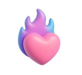 3D symbol Fire heart of hearts Transparant