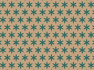 Seamless pattern with teal floral shapes on a beige background, perfect for textile, wallpaper, or wrapping paper designs.