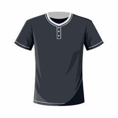 Classic Henley T-Shirt: A close-up studio shot showcases a sleek, black henley shirt, emphasizing its stylish design and the quality of its fabric.
