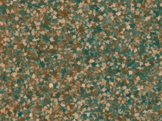 Seamless abstract pattern in earthy tones resembling autumn leaves, featuring a blend of teal, brown, and beige for a natural and organic design.