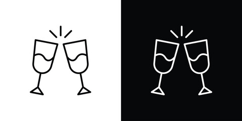 Wine toast icon Editable stroke vector pack, suitable for web designs.