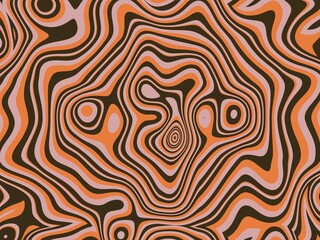 Obraz premium Abstract liquid swirl pattern in retro orange, brown, and pink tones, perfect for fashion, branding, or website backgrounds.