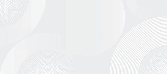 Abstract White Geometric Background with Halftone and Circular Line Patterns Clean Minimal Design