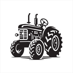 Obraz premium Simple Black and White Tractor Silhouette Design 1.