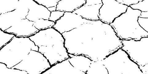 High-contrast cracked dry earth texture showing detailed drought patterns. Ideal for backgrounds, environmental themes, natural disasters, and climate change-related design.

