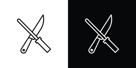 Knife sharpener icon Editable stroke vector pack, suitable for web designs.