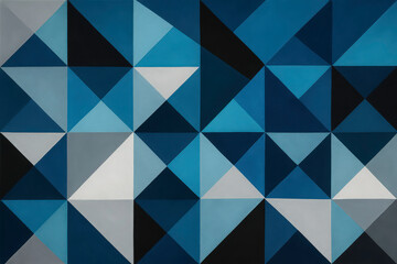 Obraz premium Abstract Geometric Triangle Design with Blue Black and Grey Tones