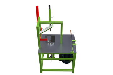 Modern Industrial Coconut Dehusking Peeling and Cutting Machine: Advanced 3D Render of Automated Tropical Fruit Processing Tool, Isolated on Transparent HD Background for Efficient Food Production.