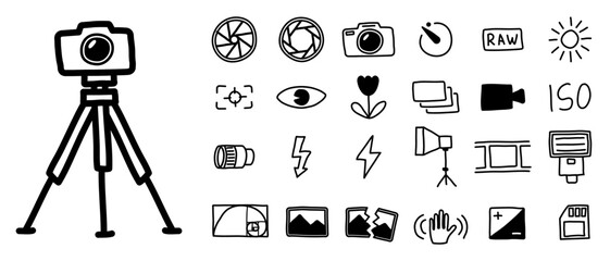 photography camera hand drawing icon doodle sketch photographer