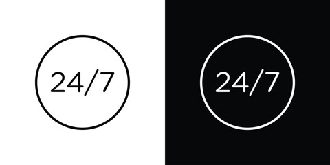 24 7 icon Editable stroke vector pack, suitable for web designs.