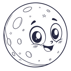 Fototapeta premium Moon with face and simple features, isolated on a clean background for celestial whimsy.