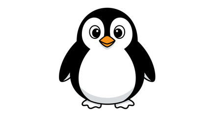 Cartoon Penguin with Orange Beak and Big Eyes Standing Upright