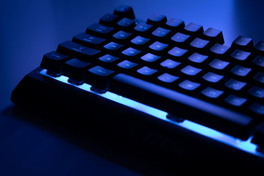 Gaming keyboard with blue backlight