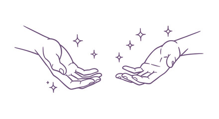 Two Outstretched Hands with Sparkling Design