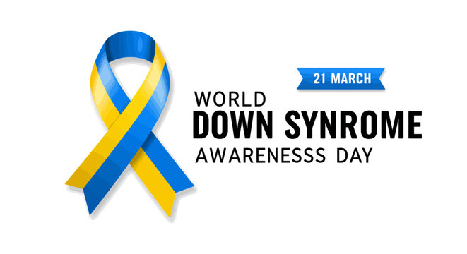 Blue and Yellow Awareness Ribbon for World Down Syndrome Day
