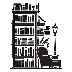 Obraz premium Stacked Knowledge Silhouette - Books in Perfect Harmony , black colour vactor 