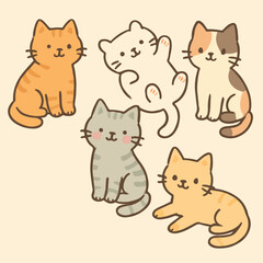 cute cat set. Vector
