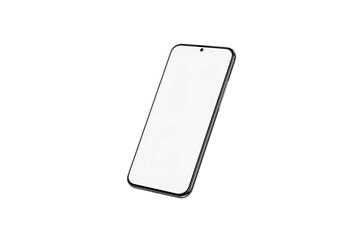 A modern smartphone with a blank white screen, isolated on a white background. Mobile phone mockup for app or website design presentation.