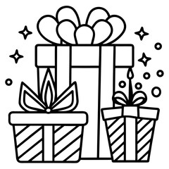 Minimalist Birthday Gift Vector Icons Collection