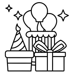 Minimalist Birthday Gift Vector Icons Collection