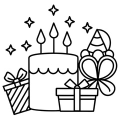 Minimalist Birthday Gift Vector Icons Collection