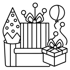 Minimalist Birthday Gift Vector Icons Collection