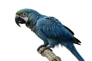 Obraz premium Striking Blue Macaw Perched on a Branch in High Detail - A Captivating Bird Photography
