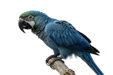 Striking Blue Macaw Perched on a Branch in High Detail - A Captivating Bird Photography
