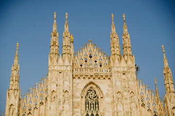 The facade of the Milan Cathedral. The Duomo