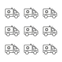 Collection of ambulance icons isolated on white background