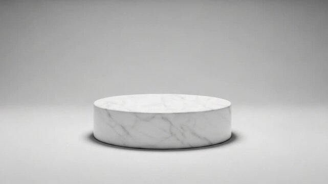 Minimalist Marble Pedestal Display on Gray Background for Product Showcase