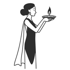 Fototapeta premium Woman Holding Oil Lamp Icon Design