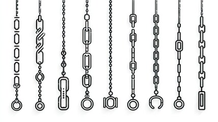 Various illustrations of stylized chains.