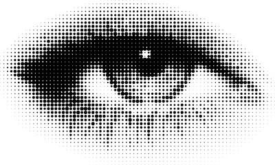 Large vector halftone eye with a transparent background