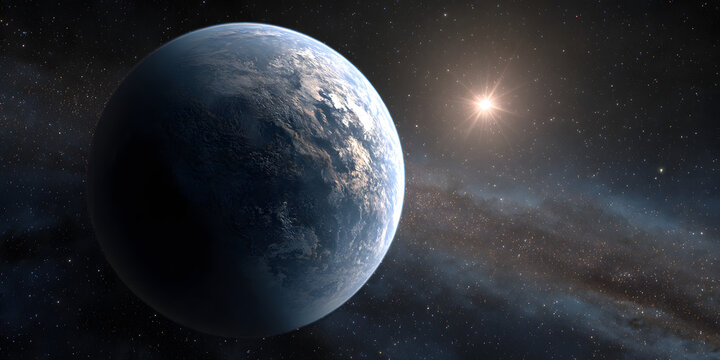 Super earth planet discovered in distant space, this intriguing super earth planet is an exoplanet from an entirely different star system, showcasing unique characteristics of such celestial bodies.