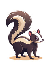 Flat Vector Illustration of a Cute Cartoon Skunk