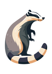 Flat Vector Illustration of a Cute Cartoon Badger