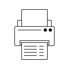 printer glyph outline icon with white background vector stock illustration