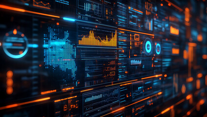 Obraz premium Project analyst reviewing key performance data and metrics on a digital reporting interface in a results-driven environment