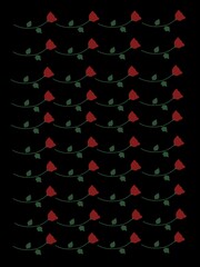 Rose decoration on black background