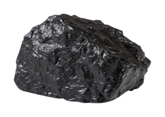 Shiny coal rock displaying reflective texture and natural formation
