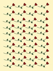 Rose decoration on yellow background