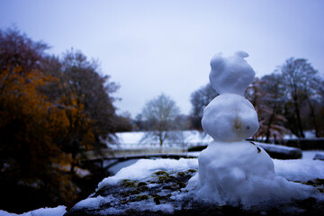 Photograph of a little snowman in Oxford, England