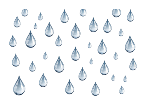 Realistic water droplets of varying sizes on plain surface