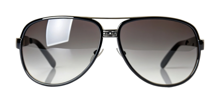 Stylish aviator sunglasses with reflective lenses and black frame