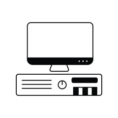 computer glyph outline icon with white background vector stock illustration