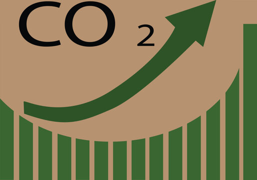Increasing CO2 emissions into the atmosphere. Environmental pollution. 3D rendering of an increase in air pollution. Chart of carbon emissions. Green planet and ecology  by increasing graph 