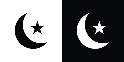 Moon and star icon concept. silhouette icon.