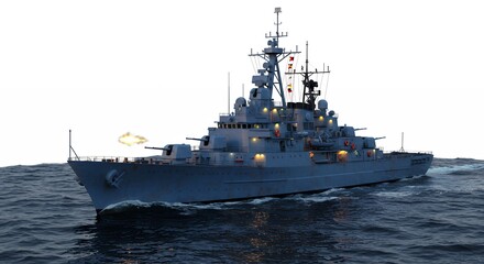 Gray naval warship on the sea